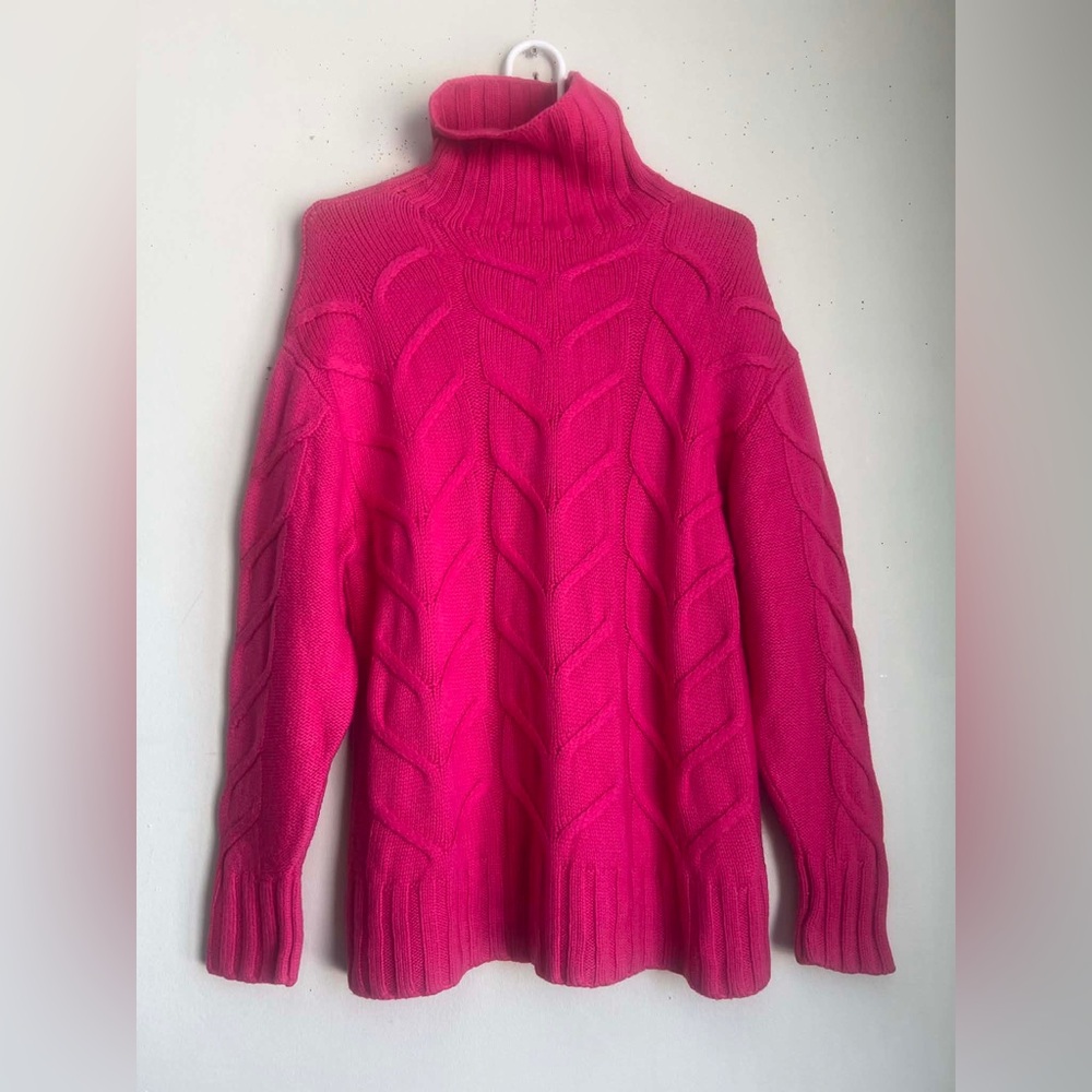 Wilfred Fuchsia Cable Knit Turtleneck Sweater